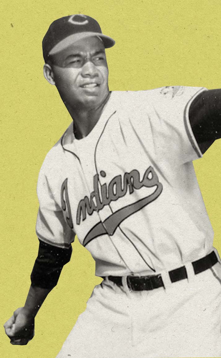 Larry Doby posing in Cleveland Indians uniform