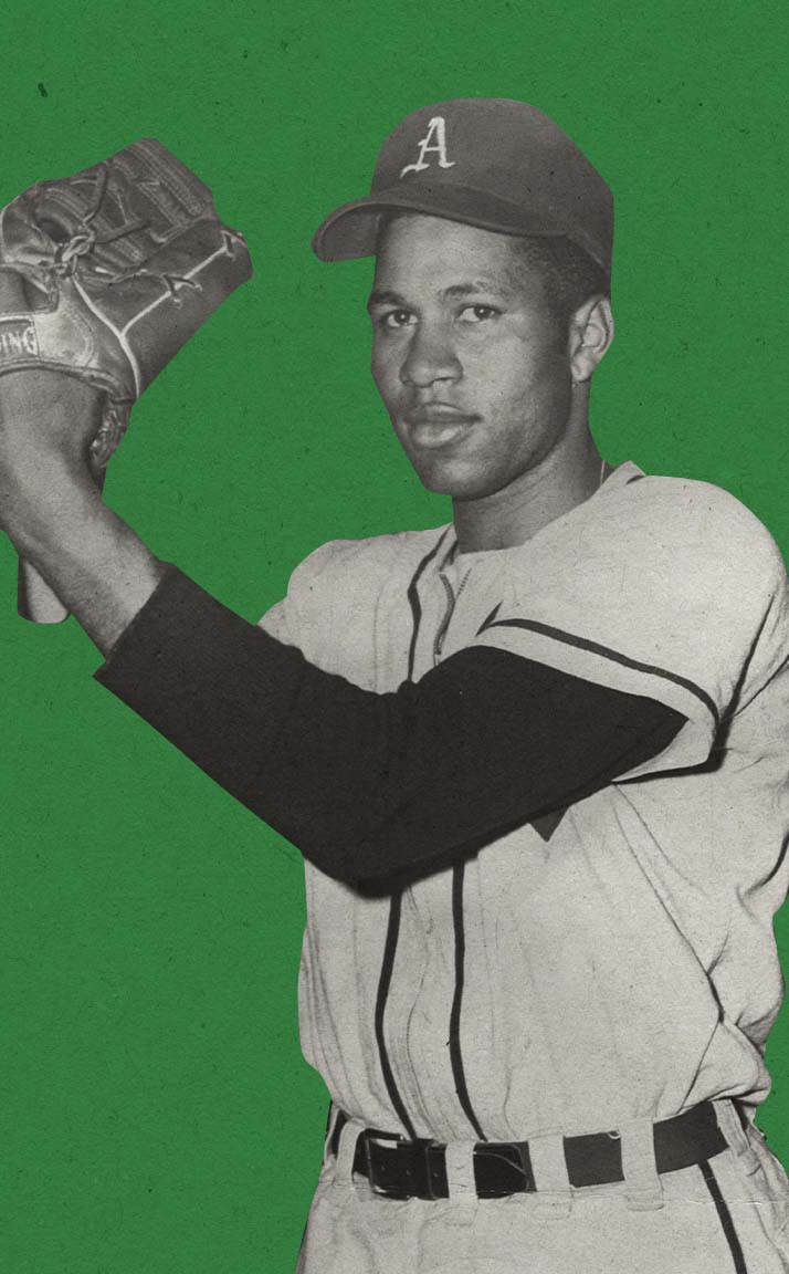 Bob Trice posing in an Philadelphia/Kansas City Athletics uniform